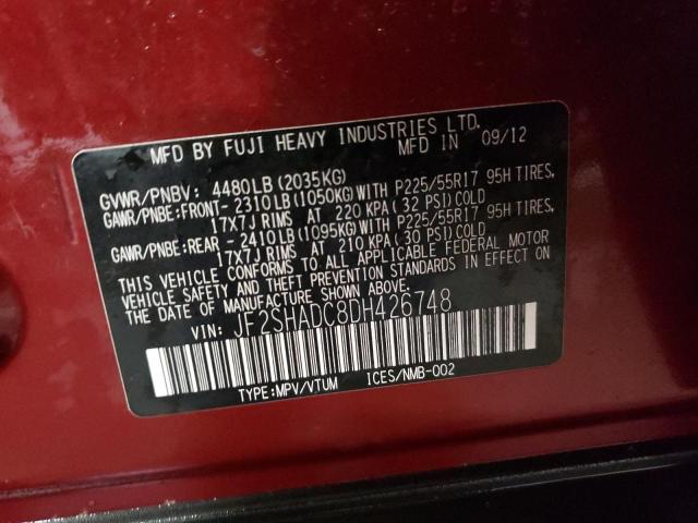 Photo 10 from auction – 2013 SUBARU FORESTER 2 with VIN JF2SHADC8DH426748