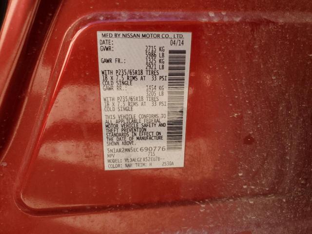 Photo 10 from auction – 2014 NISSAN PATHFINDER with VIN 5N1AR2MN5EC690776