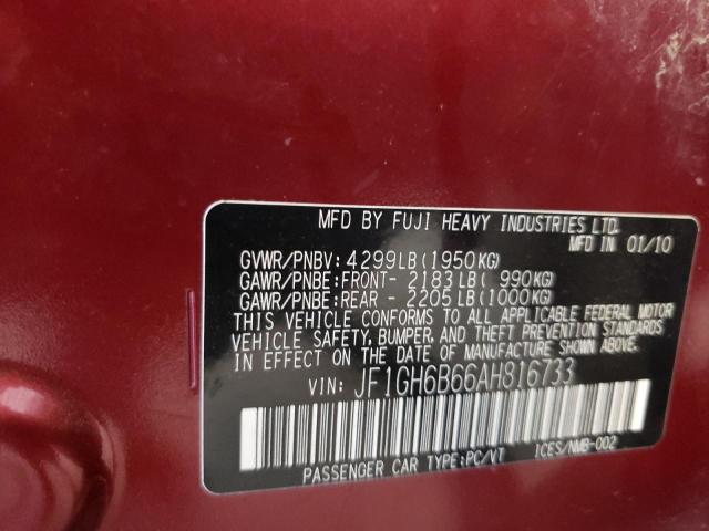 Photo 10 from auction – 2010 SUBARU IMPREZA 2. with VIN JF1GH6B66AH816733