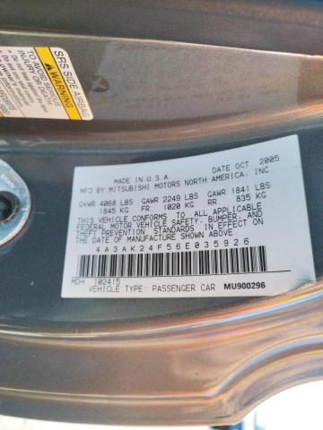 Photo 10 from auction – 2006 MITSUBISHI ECLIPSE GS with VIN 4A3AK24F56E035926