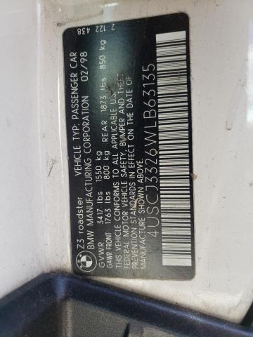 Photo 10 from auction – 1998 BMW Z3 2.8 with VIN 4USCJ3326WLB63135