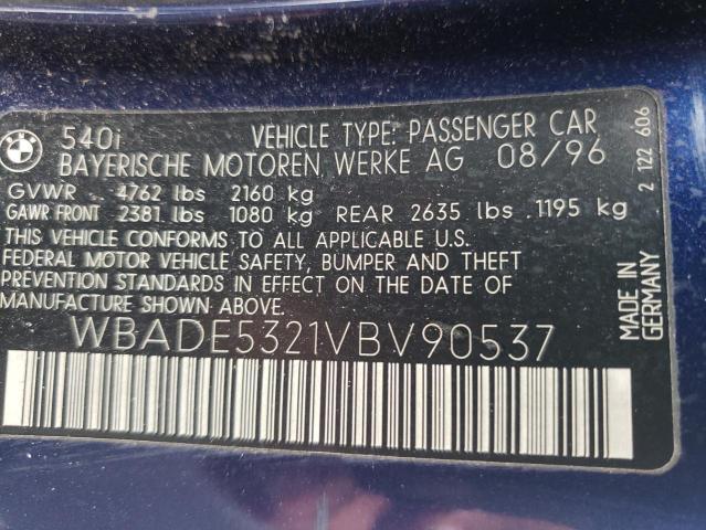 Photo 10 from auction – 1997 BMW 540 I with VIN WBADE5321VBV90537
