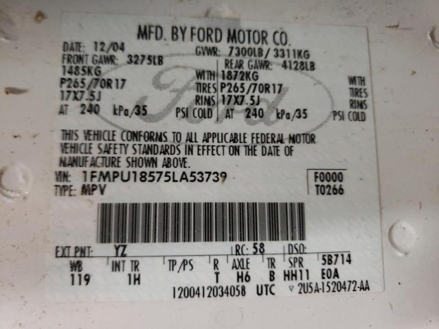 Photo 10 from auction – 2005 FORD EXPEDITION with VIN 1FMPU18575LA53739