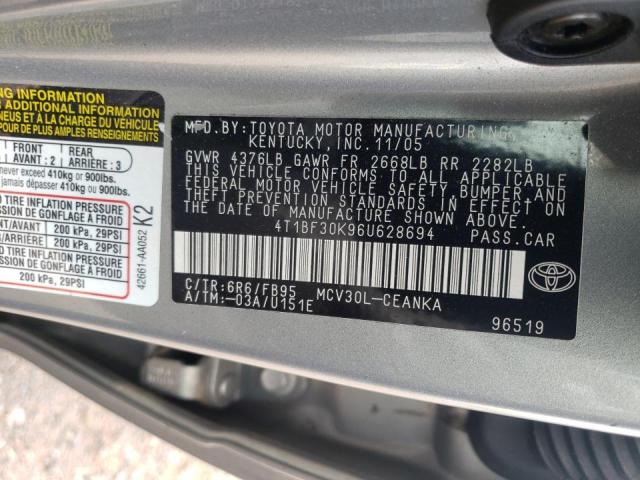 Photo 10 from auction – 2006 TOYOTA CAMRY LE with VIN 4T1BF30K96U628694