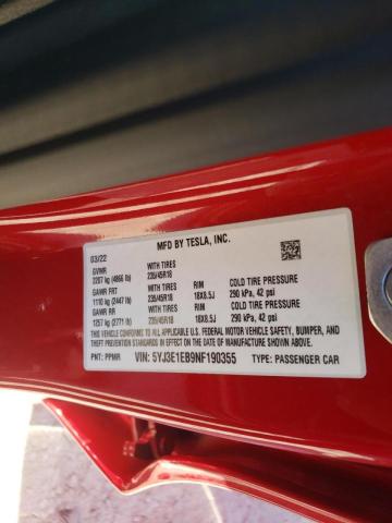 Photo 10 from auction – 2022 TESLA MODEL 3 with VIN 5YJ3E1EB9NF190355