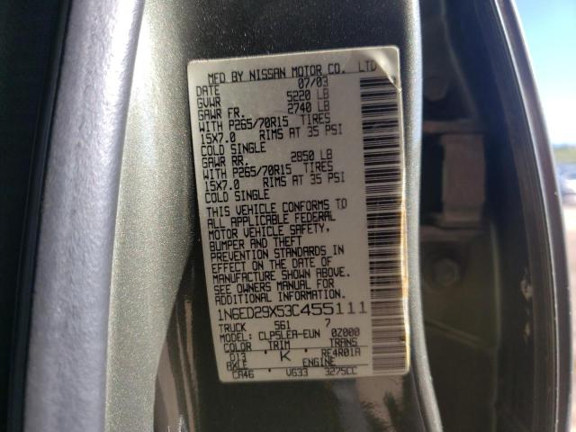 Photo 10 from auction – 2003 NISSAN FRONTIER C with VIN 1N6ED29X53C455111