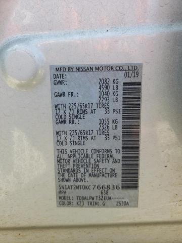 Photo 10 from auction – 2019 NISSAN ROGUE S with VIN 5N1AT2MT0KC766836