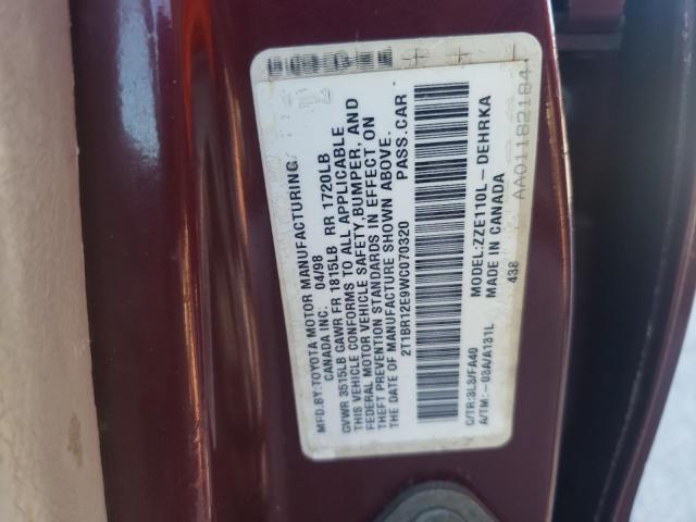 Photo 10 from auction – 1998 TOYOTA COROLLA VE with VIN 2T1BR12E9WC070320