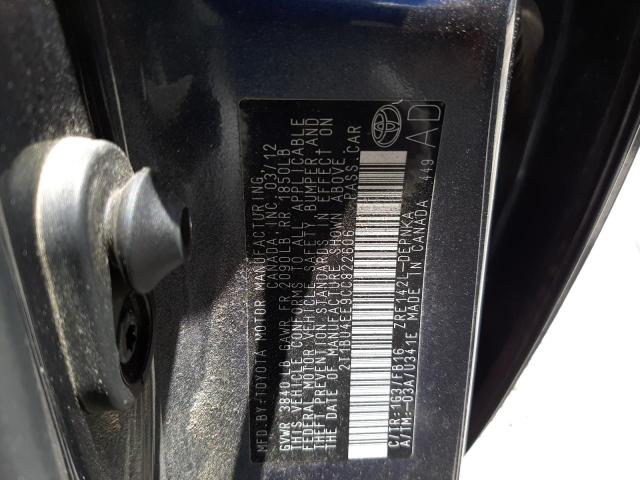 Photo 10 from auction – 2012 TOYOTA COROLLA with VIN 2T1BU4EE9CC822606