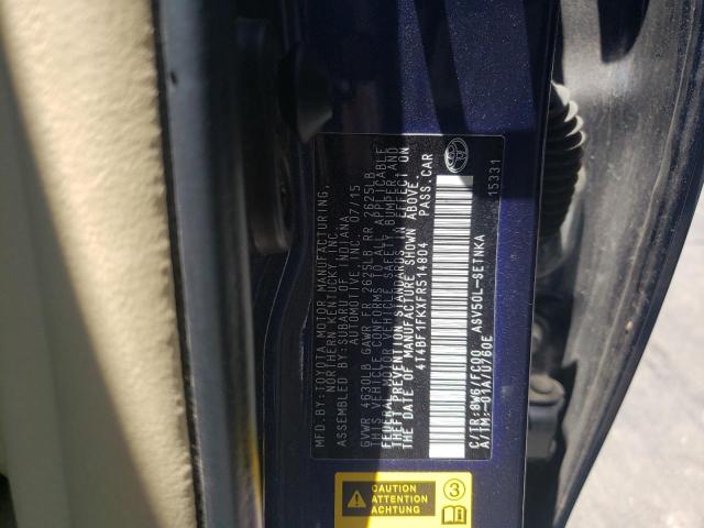 Photo 10 from auction – 2015 TOYOTA CAMRY LE with VIN 4T4BF1FKXFR514804