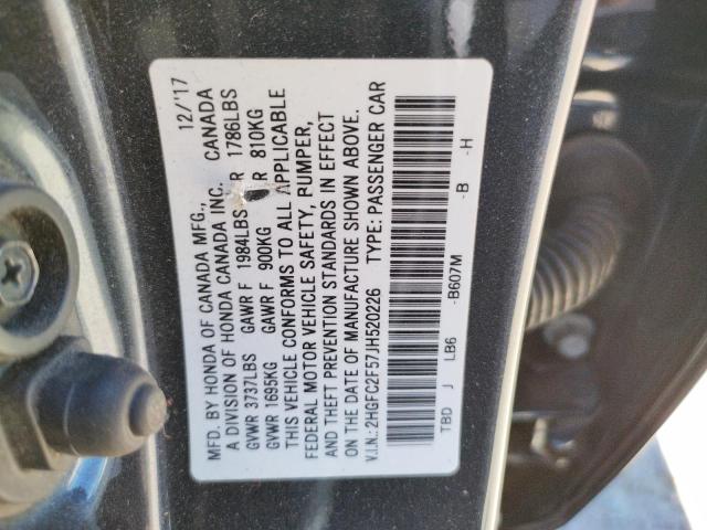 Photo 10 from auction – 2018 HONDA CIVIC LX with VIN 2HGFC2F57JH520226