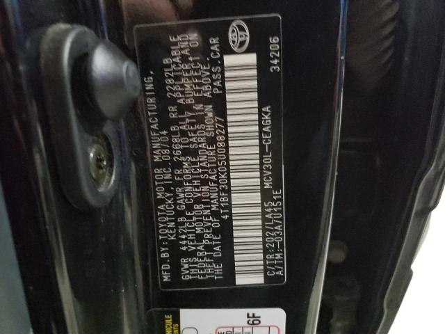 Photo 10 from auction – 2005 TOYOTA CAMRY LE with VIN 4T1BF30K05U088277