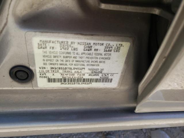 Photo 10 from auction – 2005 NISSAN SENTRA 1.8 with VIN 3N1CB51D75L545129