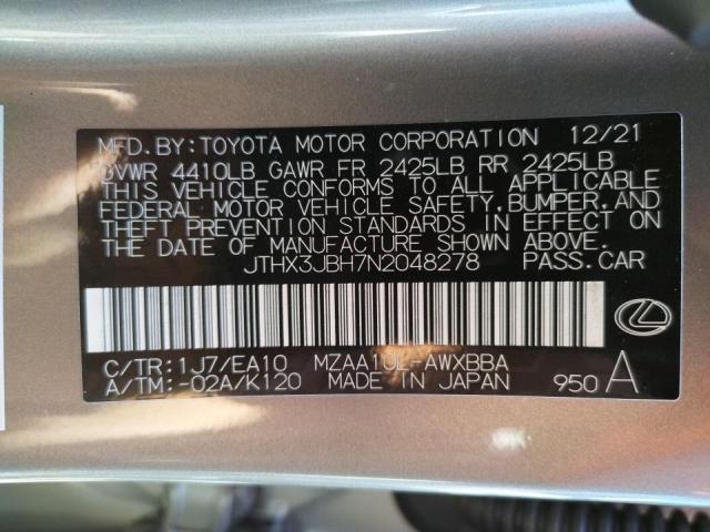 Photo 10 from auction – 2022 LEXUS UX 200 BAS with VIN JTHX3JBH7N2048278