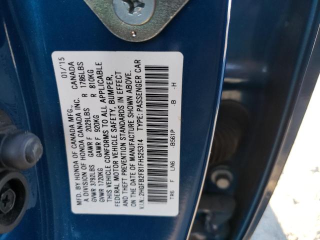 Photo 10 from auction – 2015 HONDA CIVIC EX with VIN 2HGFB2F81FH525314