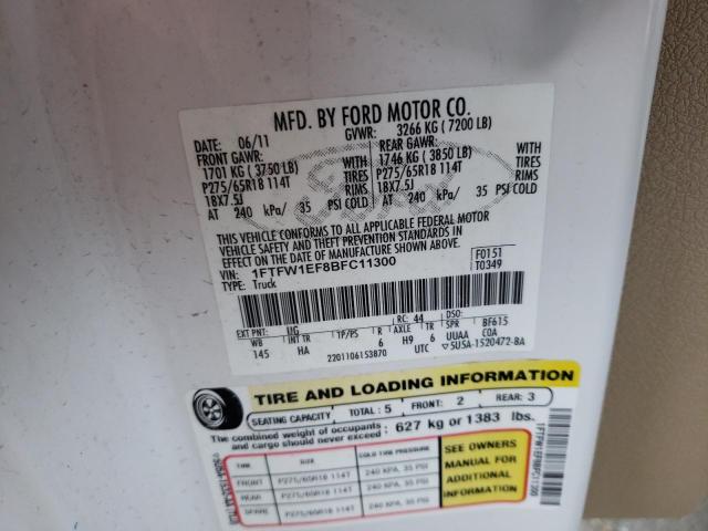 Photo 10 from auction – 2011 FORD F150 SUPER with VIN 1FTFW1EF8BFC11300