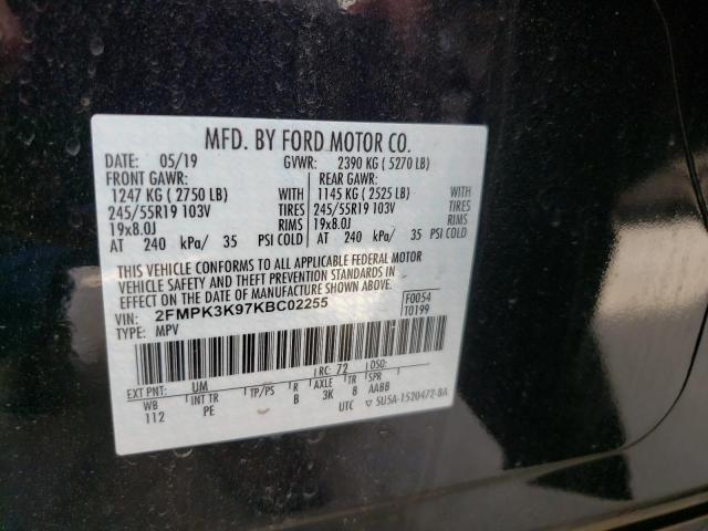 Photo 10 from auction – 2019 FORD EDGE TITAN with VIN 2FMPK3K97KBC02255