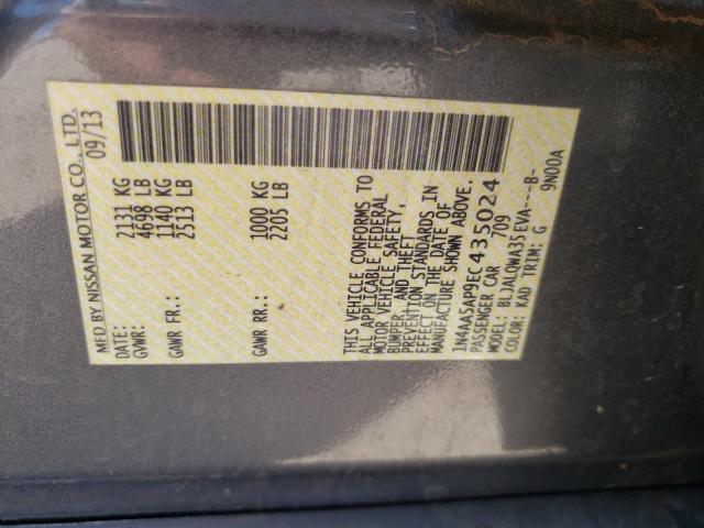 Photo 10 from auction – 2014 NISSAN MAXIMA S with VIN 1N4AA5AP9EC435024