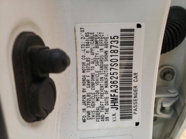 Photo 10 from auction – 2007 HONDA CIVIC HYBR with VIN JHMFA36257S018735