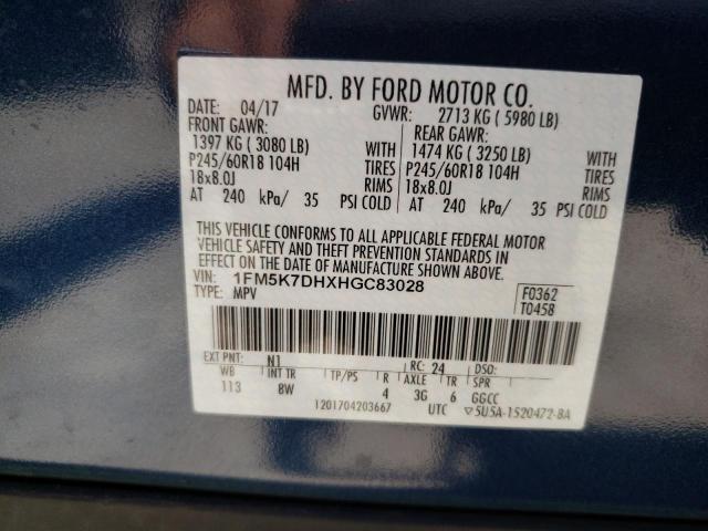Photo 10 from auction – 2017 FORD EXPLORER X with VIN 1FM5K7DHXHGC83028