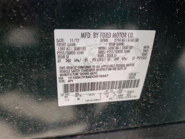Photo 10 from auction – 2013 FORD EXPLORER L with VIN 1FM5K7F84DGB78587