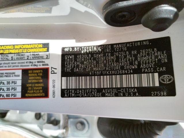 Photo 10 from auction – 2017 TOYOTA CAMRY LE with VIN 4T1BF1FKXHU368434