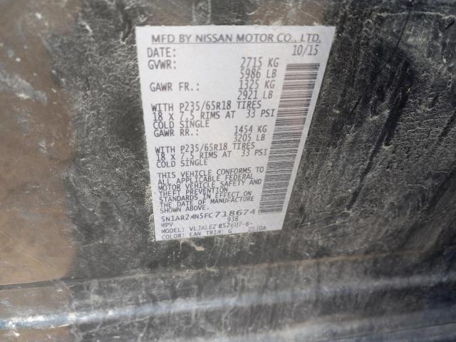 Foto 10 de la subasta – 2015 NISSAN PATHFINDER con VIN 5N1AR2MN5FC718674