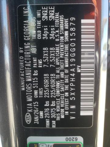 Photo 10 from auction – 2016 KIA SORENTO EX with VIN 5XYPH4A19GG015879