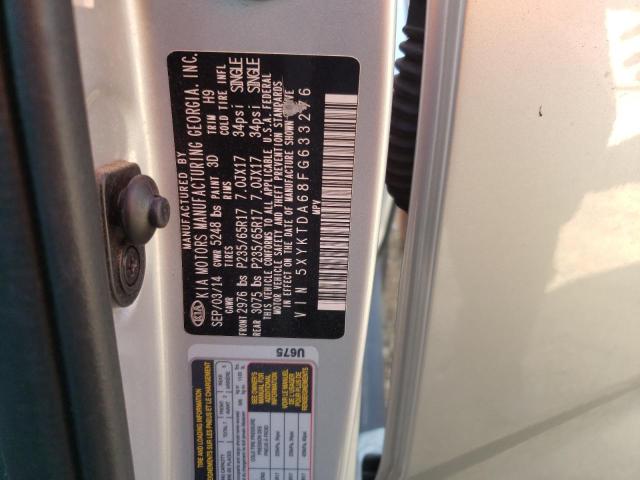 Photo 10 from auction – 2015 KIA SORENTO LX with VIN 5XYKTDA68FG633276