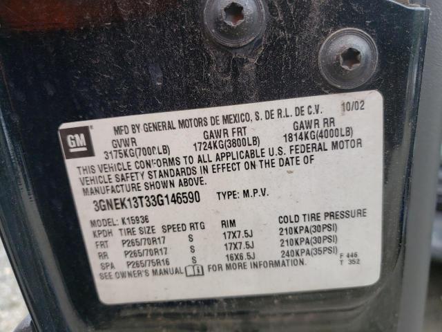 Photo 10 from auction – 2003 CHEVROLET AVALANCHE with VIN 3GNEK13T33G146590