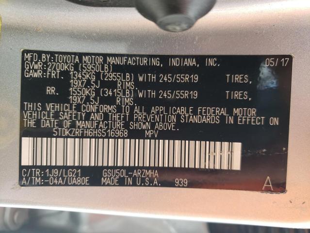 Photo 10 from auction – 2017 TOYOTA HIGHLANDER with VIN 5TDKZRFH6HS516968