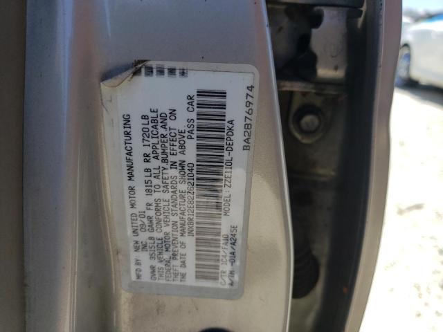 Photo 10 from auction – 2002 TOYOTA COROLLA CE with VIN 1NXBR12E82Z621040