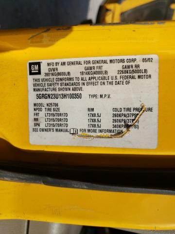 Photo 10 from auction – 2003 HUMMER H2 with VIN 5GRGN23U13H100350