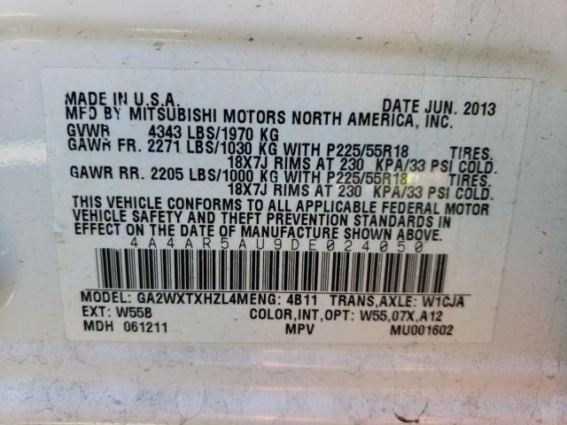 Photo 10 from auction – 2013 MITSUBISHI OUTLANDER with VIN 4A4AR5AU9DE024050