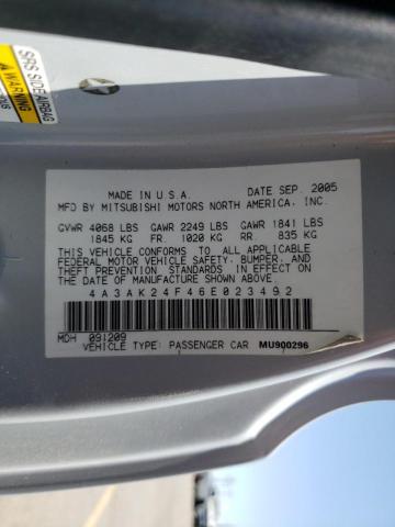 Photo 10 from auction – 2006 MITSUBISHI ECLIPSE GS with VIN 4A3AK24F46E023492