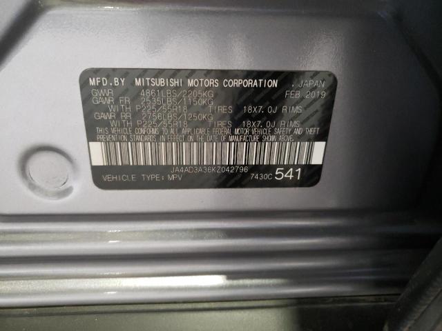 Photo 10 from auction – 2019 MITSUBISHI OUTLANDER with VIN JA4AD3A36KZ042796