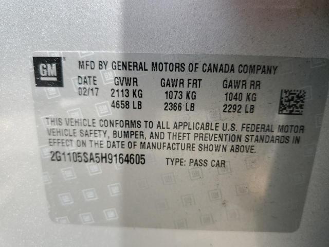 Photo 10 from auction – 2017 CHEVROLET IMPALA LT with VIN 2G1105SA5H9164605