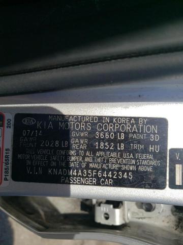 Photo 10 from auction – 2015 KIA RIO LX with VIN KNADM4A35F6442345