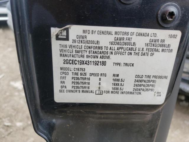 Photo 10 from auction – 2003 CHEVROLET SILVERADO with VIN 2GCEC19X431192180