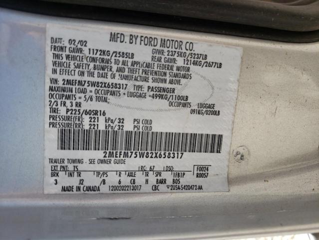 Photo 10 from auction – 2002 MERCURY GRAND MARQ with VIN 2MEFM75W82X658317