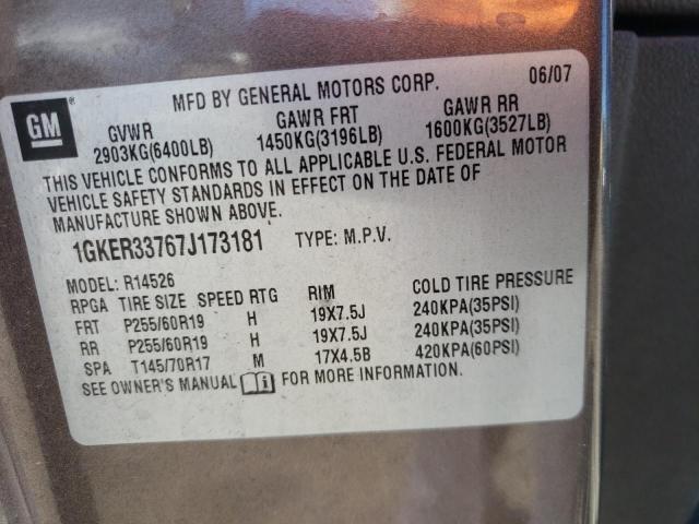 Photo 10 from auction – 2007 GMC ACADIA SLT with VIN 1GKER33767J173181