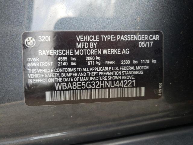 Photo 10 from auction – 2017 BMW 320 XI with VIN WBA8E5G32HNU44221