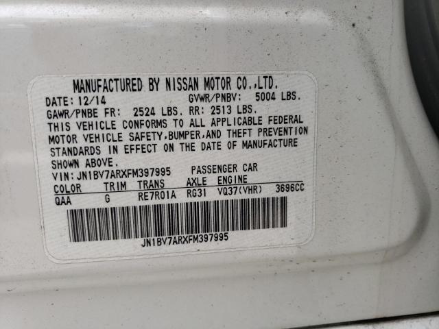 Photo 10 from auction – 2015 INFINITI Q50 BASE with VIN JN1BV7ARXFM397995