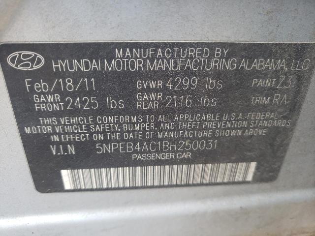 Photo 10 from auction – 2011 HYUNDAI SONATA GLS with VIN 5NPEB4AC1BH250031