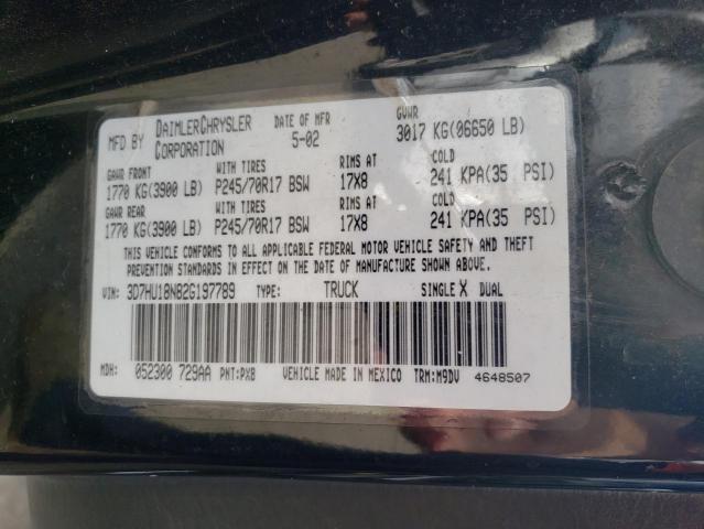 Photo 10 from auction – 2002 DODGE RAM 1500 with VIN 3D7HU18N82G197789