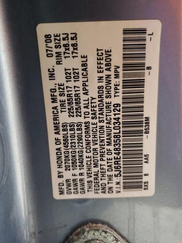 Photo 10 from auction – 2008 HONDA CR-V with VIN 5J6RE48358L034129