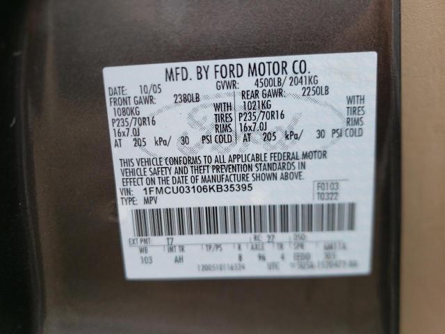 Photo 10 from auction – 2006 FORD ESCAPE XLT with VIN 1FMCU03106KB35395
