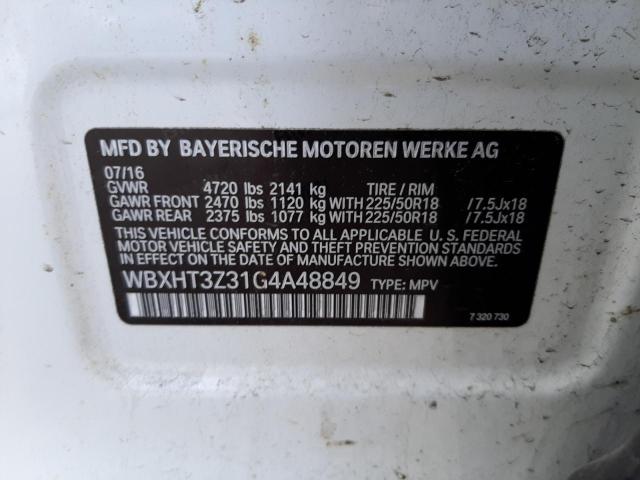 Photo 10 from auction – 2016 BMW X1 XDRIVE2 with VIN WBXHT3Z31G4A48849