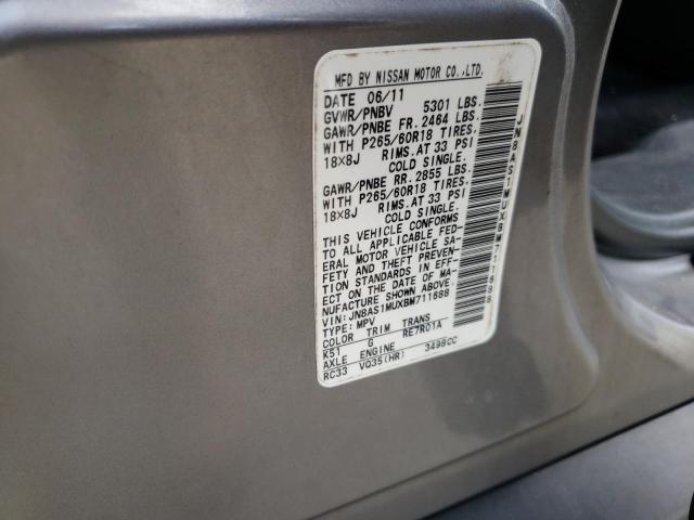 Photo 10 from auction – 2011 INFINITI FX35 with VIN JN8AS1MUXBM711688