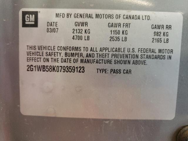 Photo 10 from auction – 2007 CHEVROLET IMPALA LS with VIN 2G1WB58K079359123